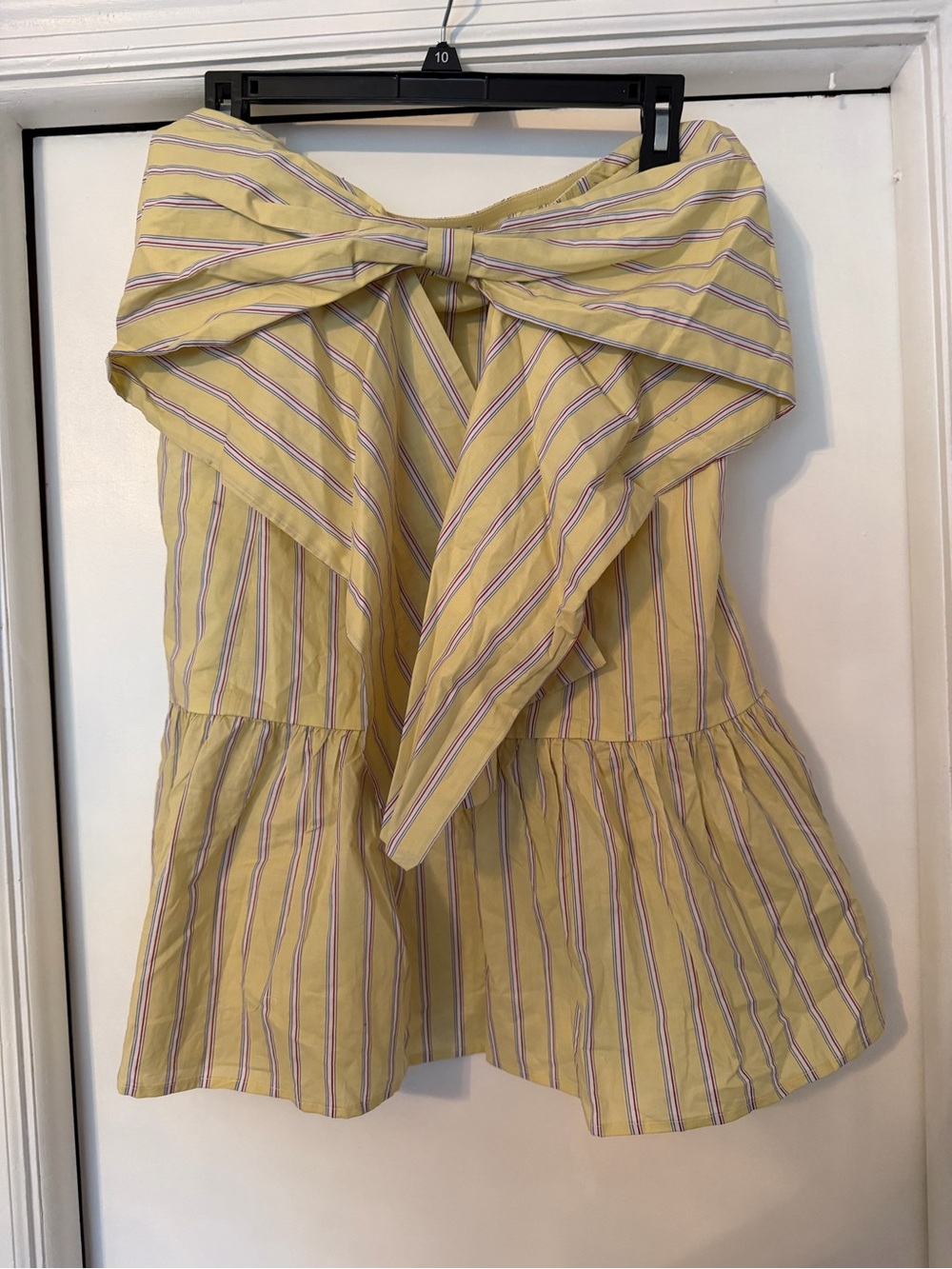 Fashion Nova Yellow Striped Women’s Strapless Dress with Bow Detail - Size 1X